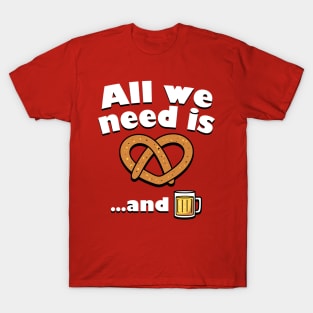 Beer and Pretzel Oktoberfest Retro 60's Hippie Slogan Funny Meme T-Shirt